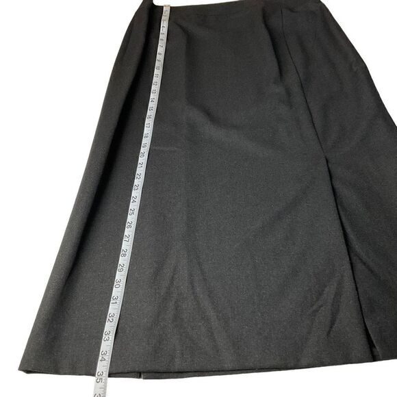 Carlisle Maxi Skirt A Line Wool Black Lined Side Zipper Front Back Slits 14 - Picture 6 of 12